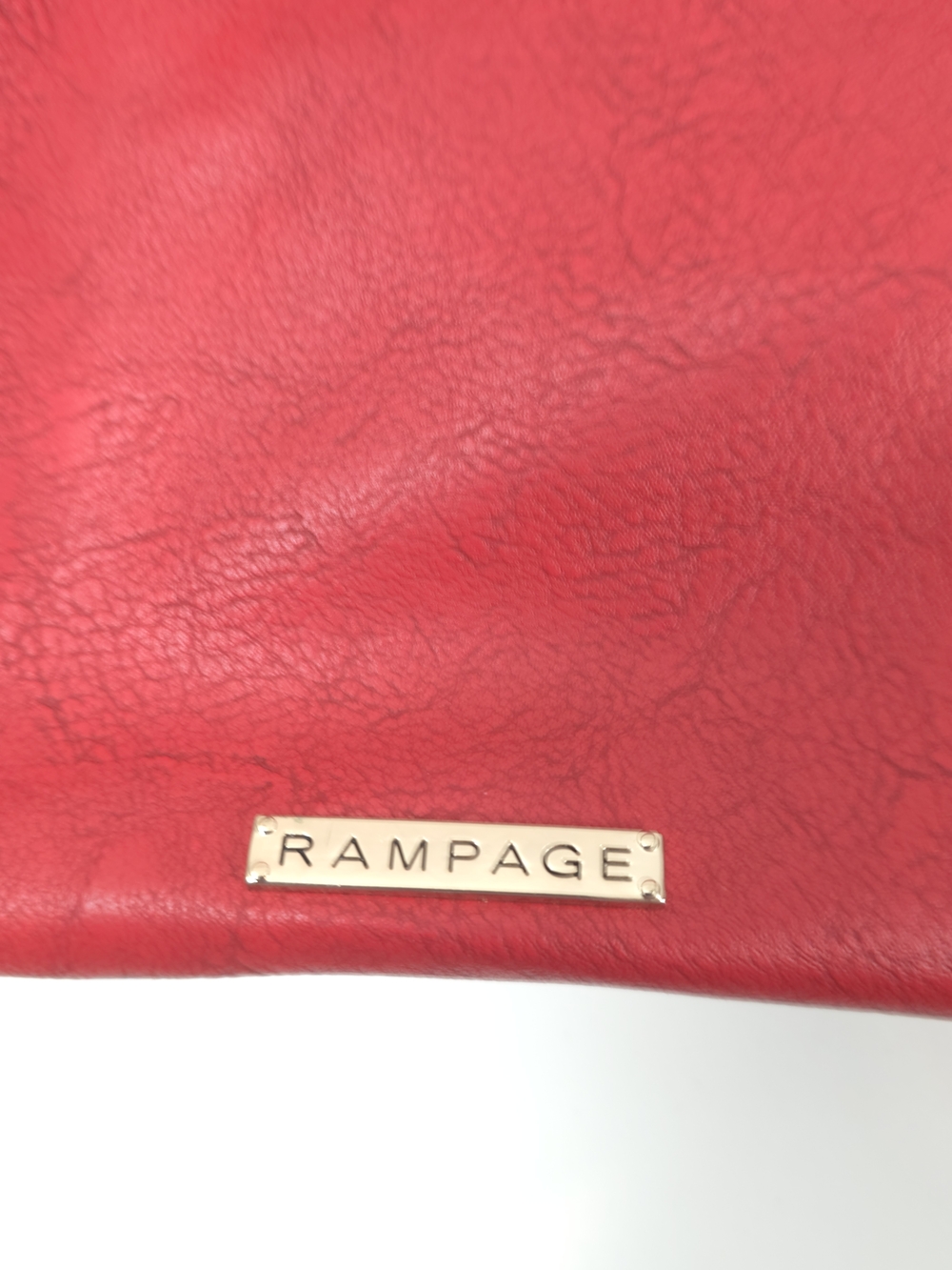 Rampage Red Faux-Leather Distressed Purse with Gold Accents - Picture 3 of 11